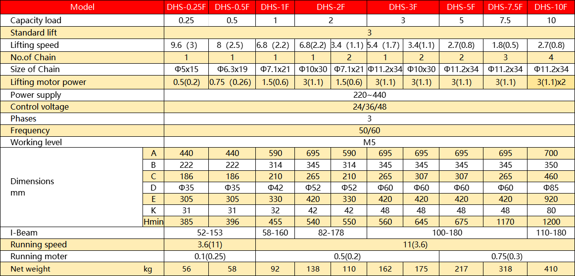 Electrical Chain Hoist DHS-G Electrical Chain Hoist DHS-G